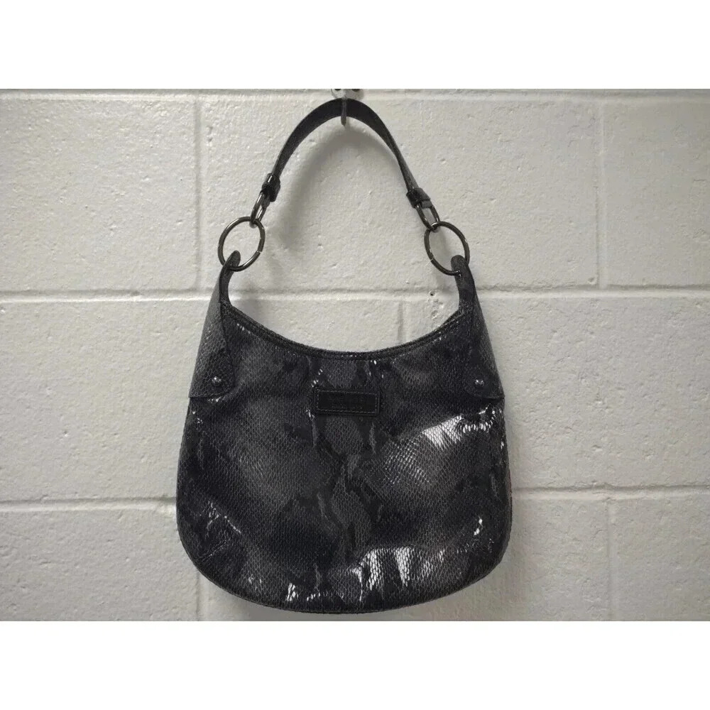 Nine West Shiney Black & Gray Snake Skin Shoulder Bag, Excellent Used Condition